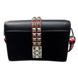 Prada Elektra City Calf Saffiano Leather Black and Red Crossbody