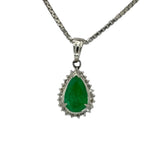 PT900 Emerald=1.17ct, Diamonds=0.19cts Necklace w/Cert