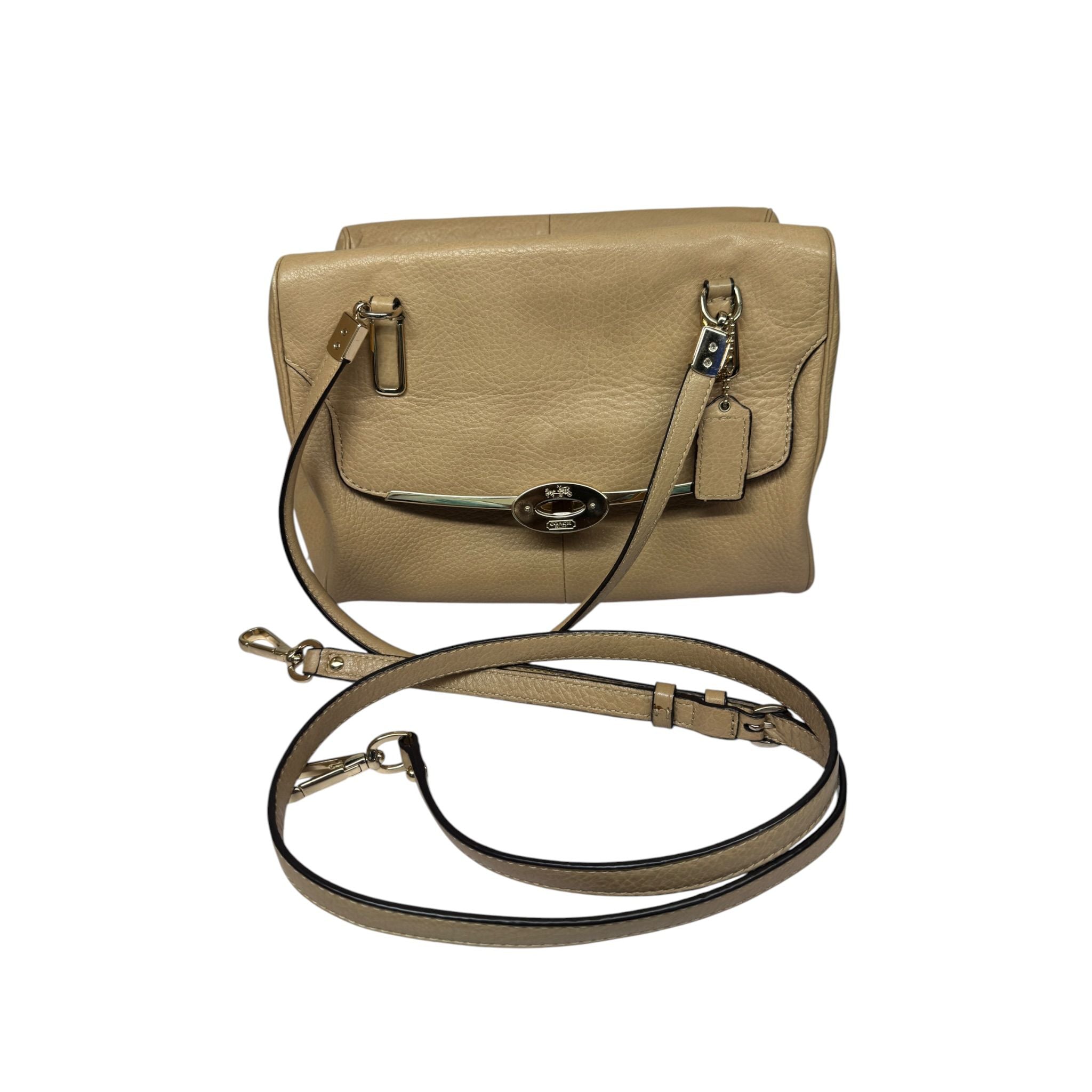 Coach J1394 Tote Beige Leather Bag