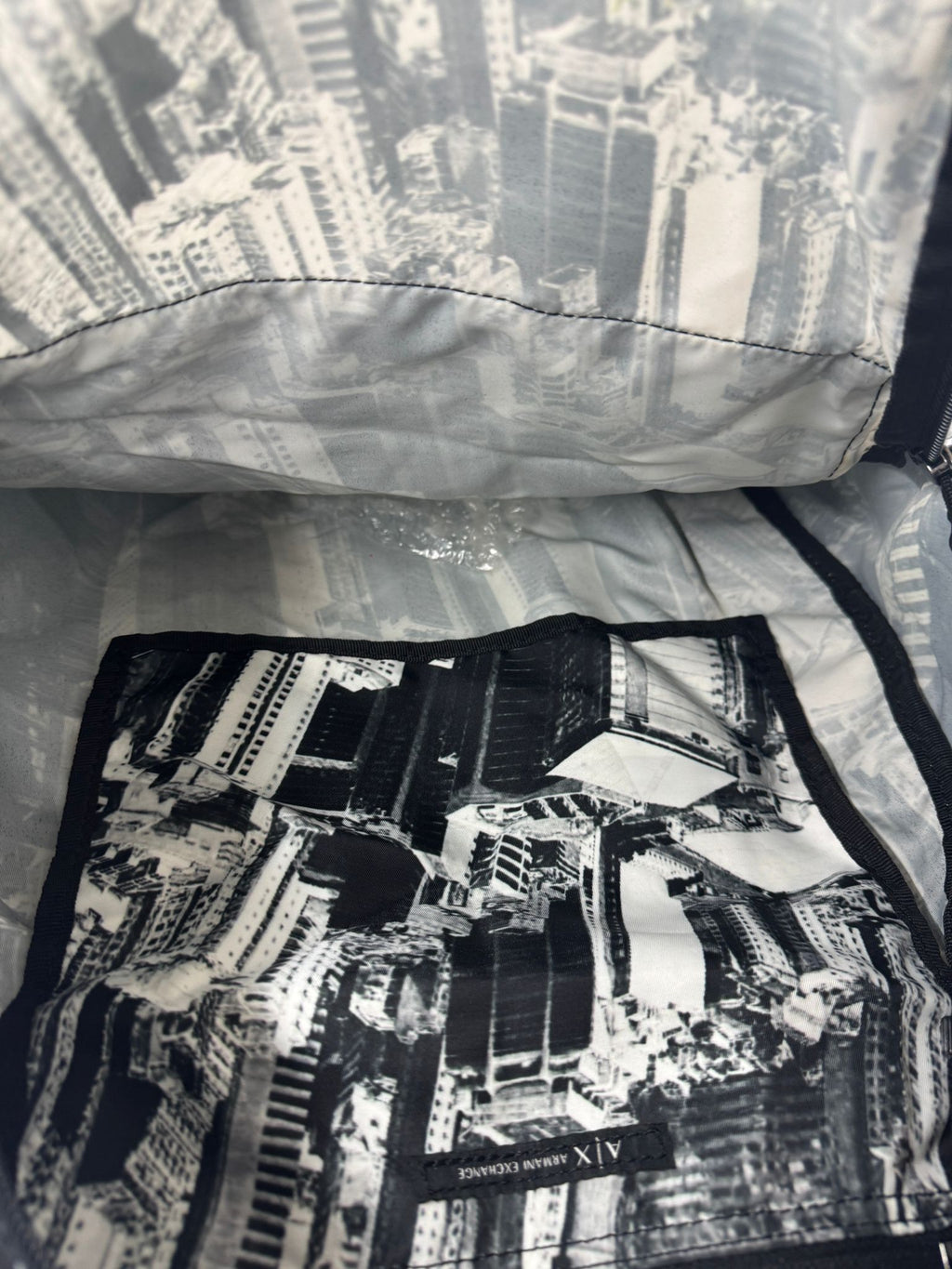 Armani Exchange Backpack Bag Black & White City Scape Design
