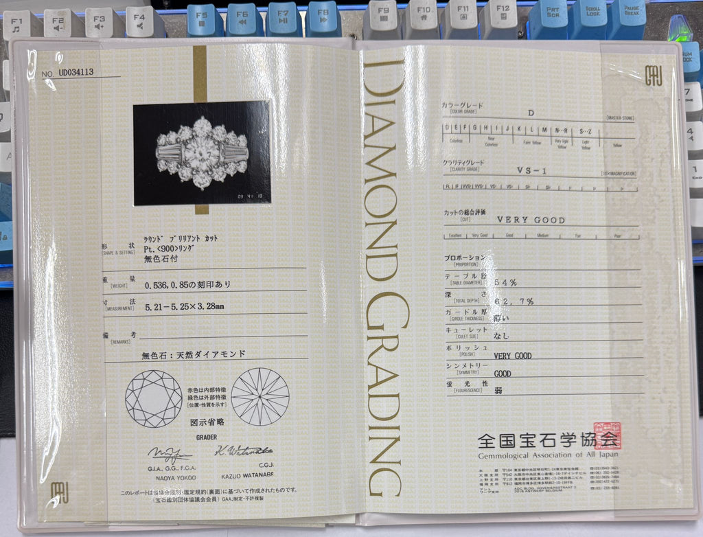 Diamond Ring Pt900 With Certificate