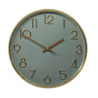 33 × 33cm Round Wall Clock with Gold Numbers & Trim - 23464