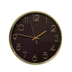 33 × 33cm Round Wall Clock with Gold Numbers & Trim - 23464