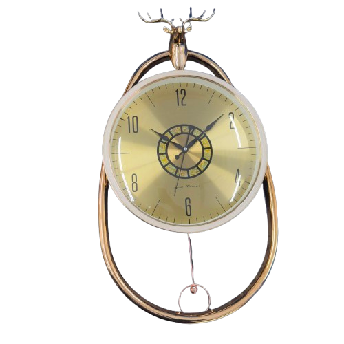 37 × 61cm Antelope Pendulum Wall Clock with Gold Face - 7266-1