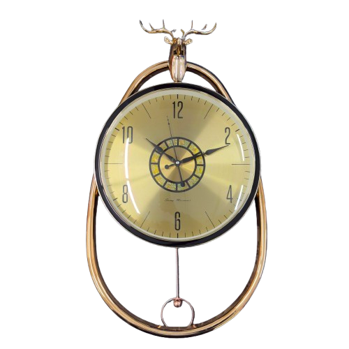 37 × 61cm Antelope Pendulum Wall Clock with Gold Face - 7266-1