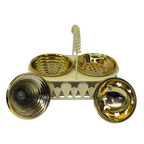 2-Piece White & Gold Incense Burner Set with Container - A5-5