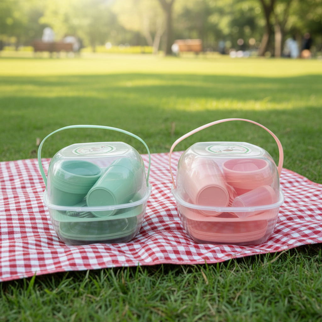 54-Piece Picnic Plate & Cutlery Set - 010-108-54