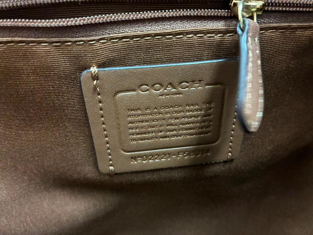 Coach F58314 Large Charlie Backpack Signature Coated Canvas Khaki Saddle Brown