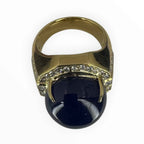 Diamond Sapphire Men's Ring 750 Yellow Gold 27.2gm