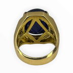 Diamond Sapphire Men's Ring 750 Yellow Gold 27.2gm