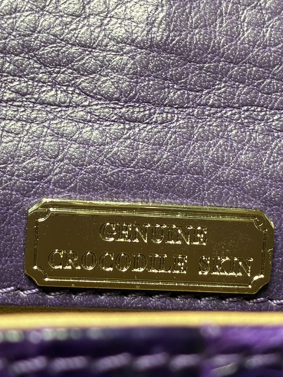 Purple Crocodile Skin Leather Shoulder Bag