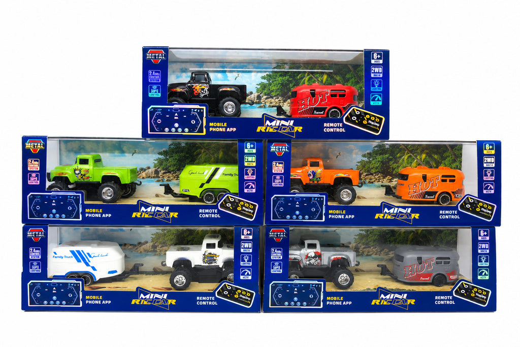 Mini Remote-Controlled Diecast 4WD with Trailer