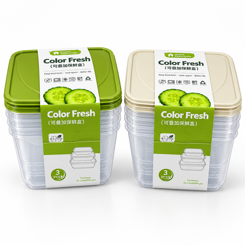 3-Piece 1650ml Square Storage Container Set