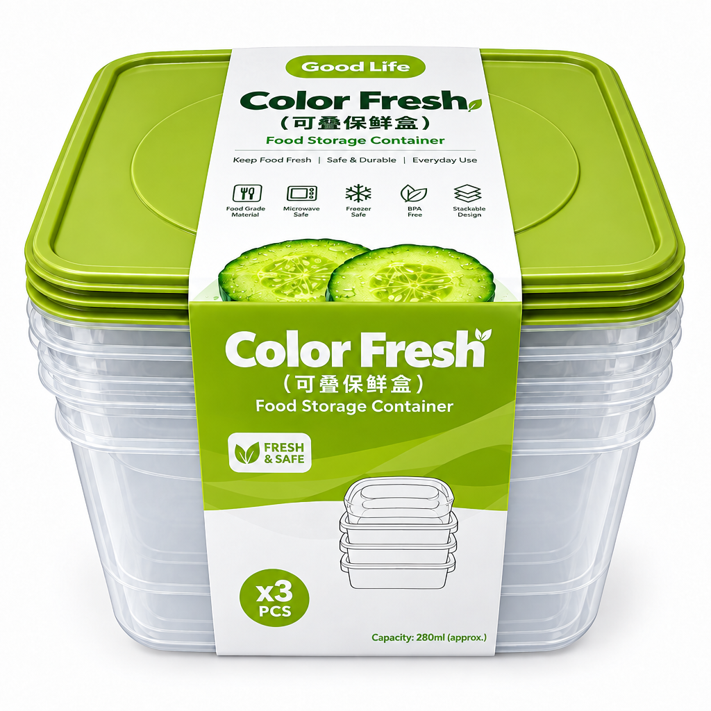 3-Piece 280ml Square Storage Container Set Main image