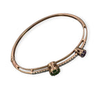 Bangle 14k Rose Gold Diamond , Purple and Green Gemstone