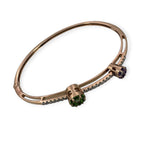 Bangle 14k Rose Gold Diamond , Purple and Green Gemstone