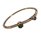 Bangle 14k Rose Gold Diamond , Purple and Green Gemstone