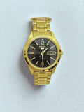 Seiko 5 Automatic GoldTone Black Dial Stainless Steel Band Watch 7S2611K4
