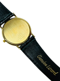 Citizen 462527 Quartz 18K Gold Case With Textured Dial Black Leather Strap