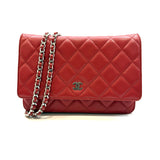 Chanel, Red Quilted Lambskin Leather Classic WOC