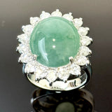 18KWG Jadeite (Type A) & Diamond Ring with Cert