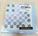 Vintage Yves Saint Laurent Rose Motif Handkerchief Blue