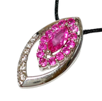 750 White Gold  Marquise Pink Sapphire And Diamond Pendant 2.6GM