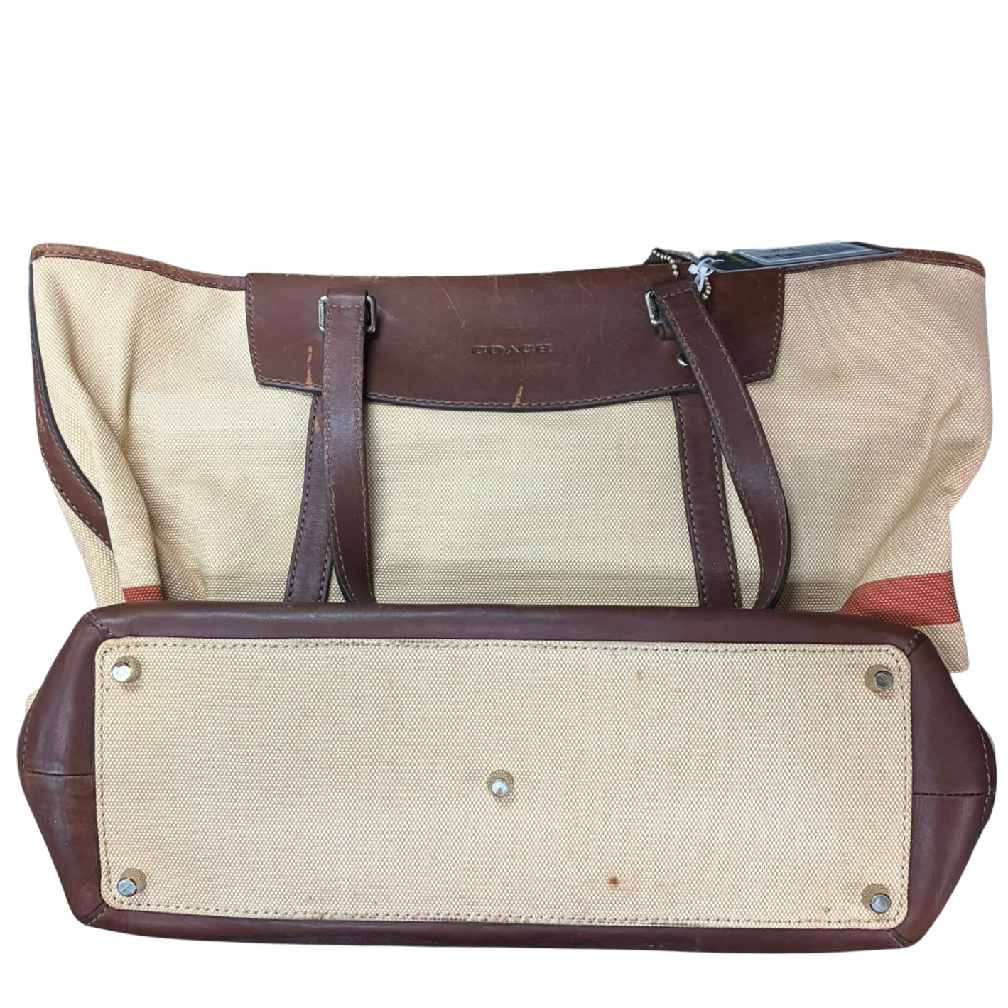 Coach M1176 70649 Bleecker Heritage Striped Canvas City Tote