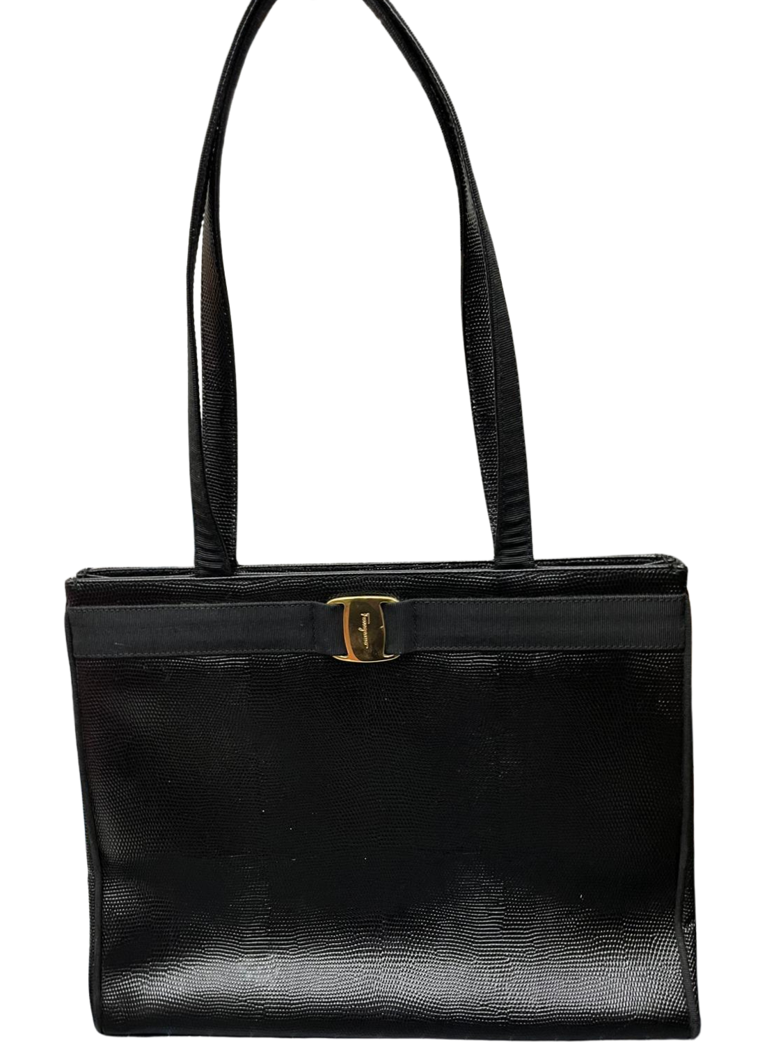 Salvatore Ferragamo Vara Bow Top Handle Tote Bag Black Leather. Secondary image