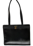 Salvatore Ferragamo Vara Bow Top Handle Tote Bag Black Leather.