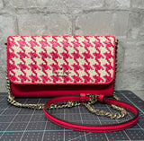 Kate Spade Darcy Chain Wallet Crossbody Pink Houndstooth