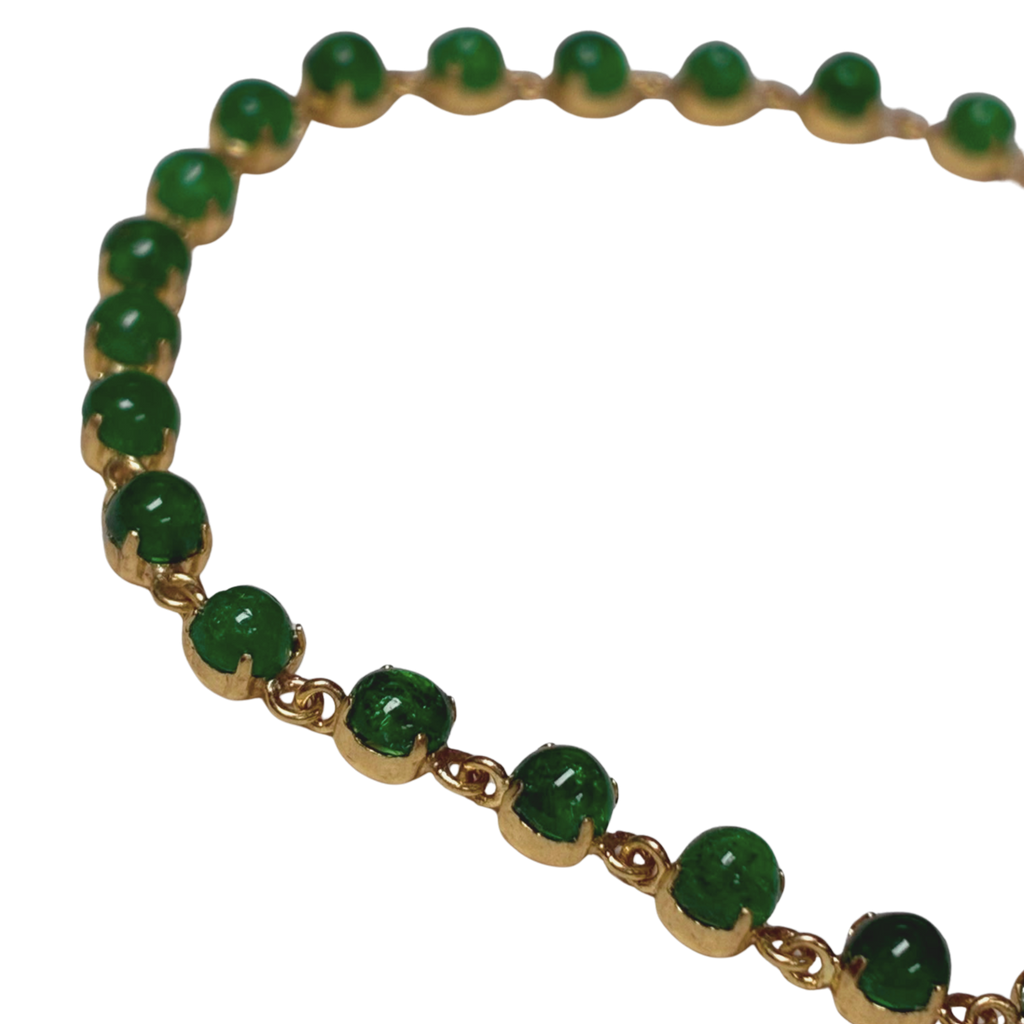 K18 YG Bracelet 29 Cabochon Cut Emeralds 4.46carats 3.29G 17.5CM