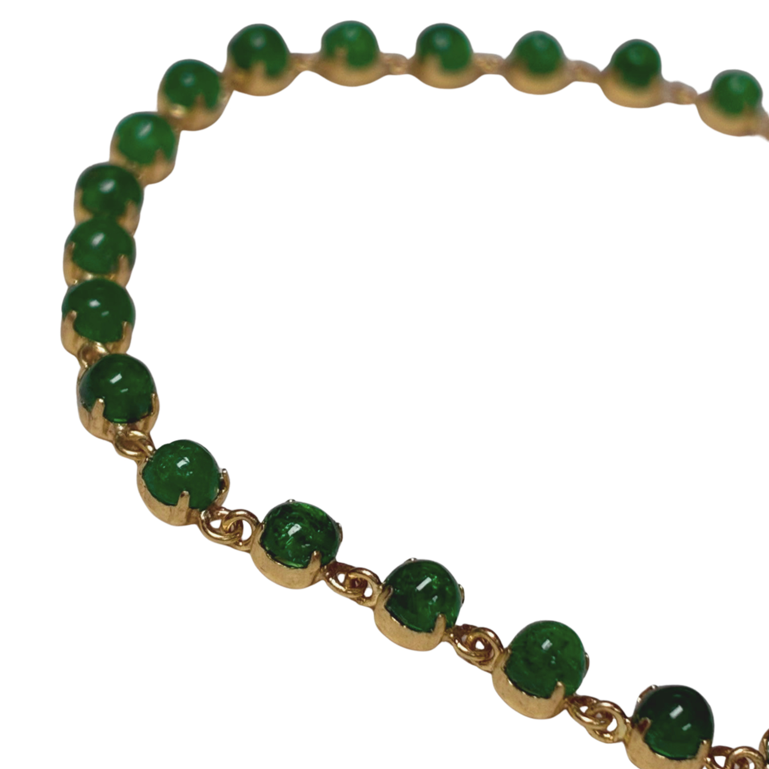 K18 YG Bracelet 29 Cabochon Cut Emeralds 4.46carats 3.29G 17.5CM