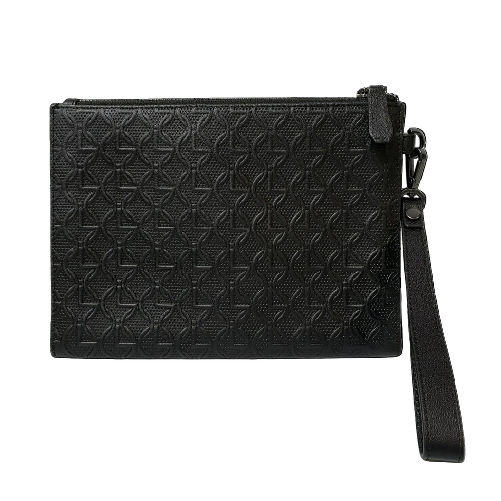 Goldlion Monogram Embossed Wristlet Pouch Clutch Bag