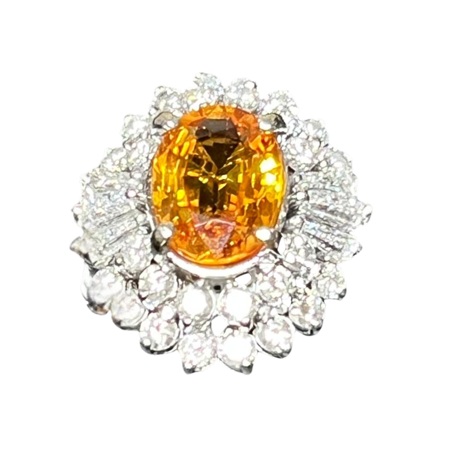 750WG YS1 D28 TD6 6.9G Yellow Sapphire And Diamond Ring