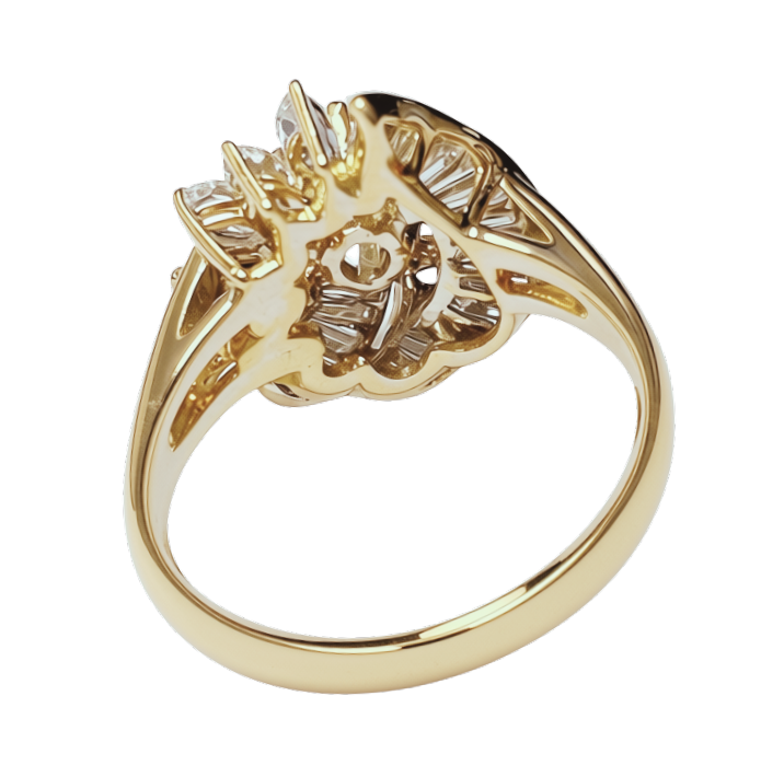 850YG Diamond Cluster Cocktail Ring 6.7GM
