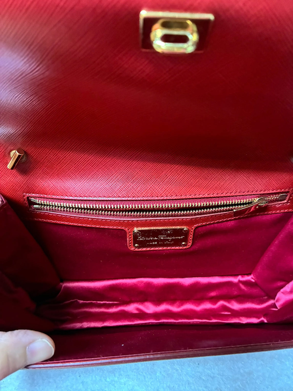Salvatore Ferragamo Ginny Saffiano Vara Bow Shoulder Bag
