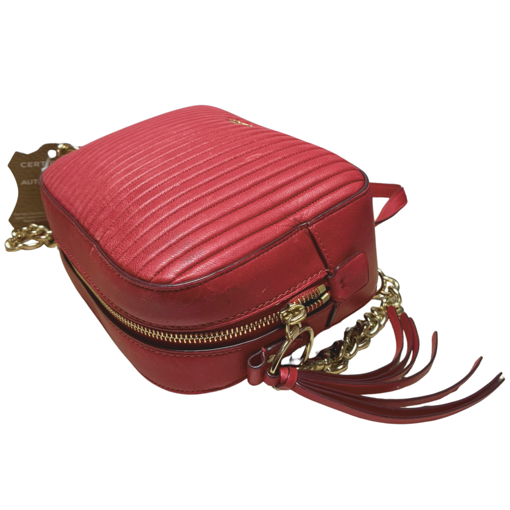 Coach Camera Red Quilted Leather  Bag