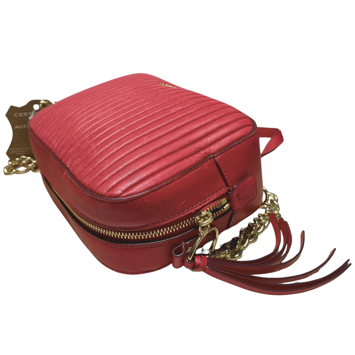 Coach Camera Red Quilted Leather  Bag