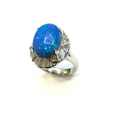 PT900 Double Cabochon Natural Opal & Diamond Ring