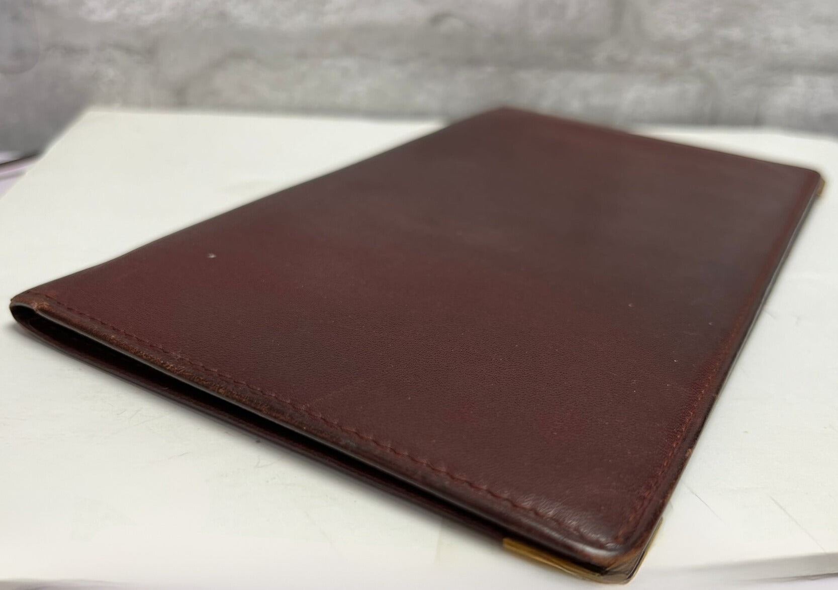 CARTIER Bordeaux Leather Bifold Long Wallet Purse Card Case