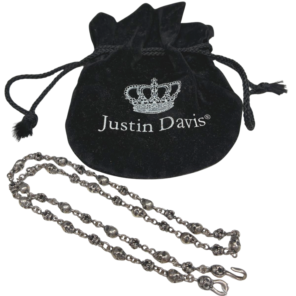 Justin Davis Silver Skull Chain Necklace SV925 30.2G