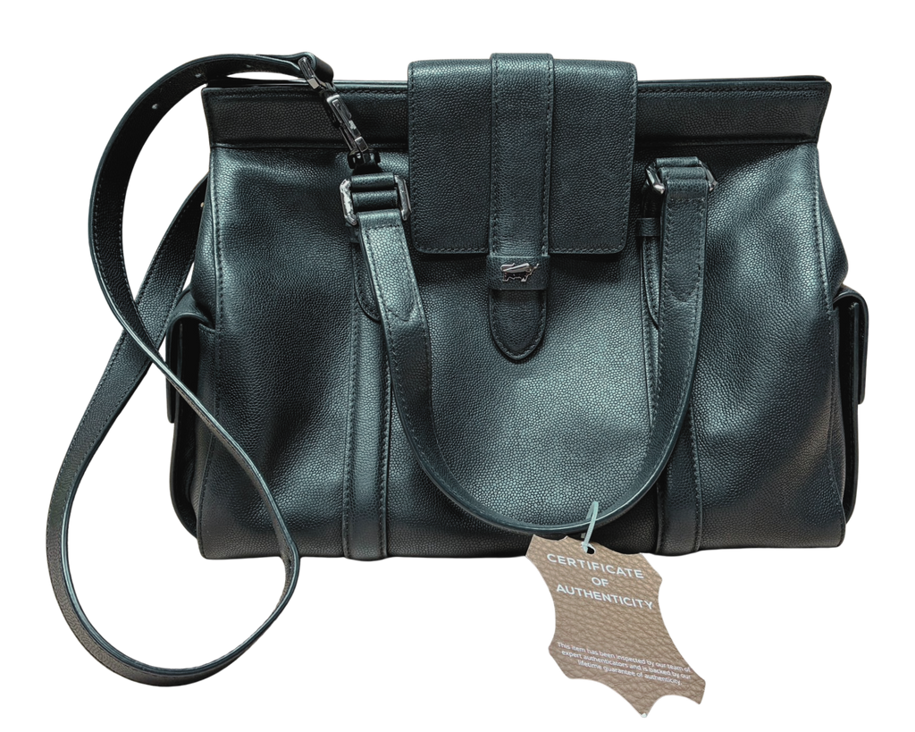 Braun Buffel Pebbled Leather Handbag Black