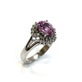 PT900 Pink Sapphire & Diamonds Ring