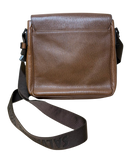 Salvatore Ferragamo Revival Leather Messenger Bag Textured Brown Leather