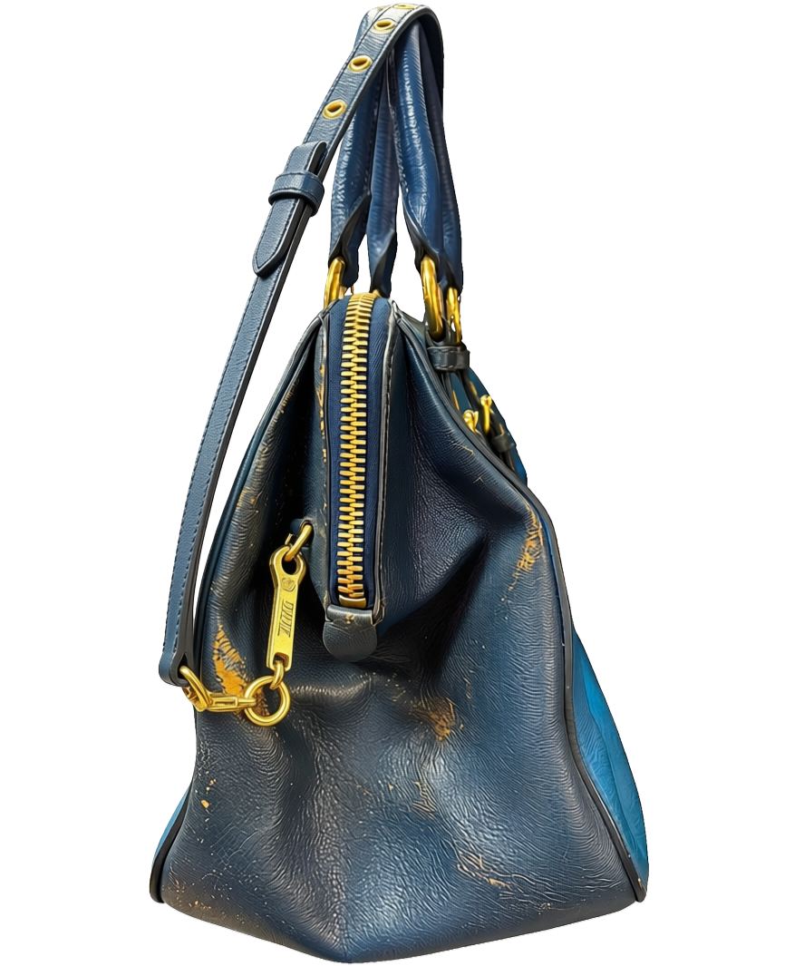 Miu Miu Madras Buckled Handles Leather Tote Bag