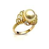 18KYG Golden South Sea Pearl & Diamond Ring