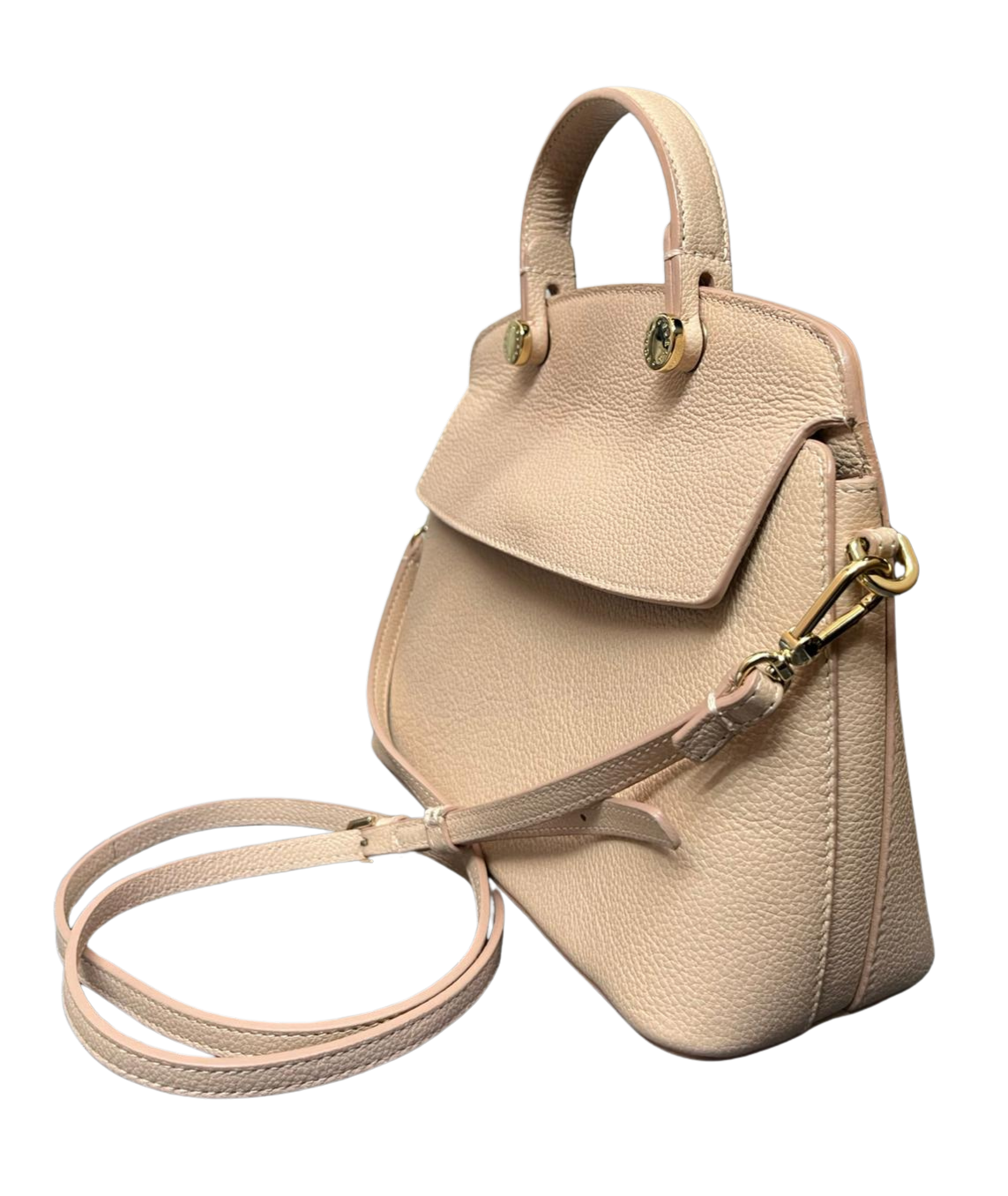 Furla Beige Leather Small My Piper Top Handle Bag