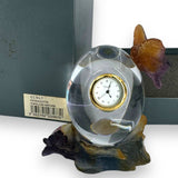 Small Table Clock In Crystal Daum Frog And Butterfly