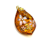 18KYG Amber & Diamond Pendant